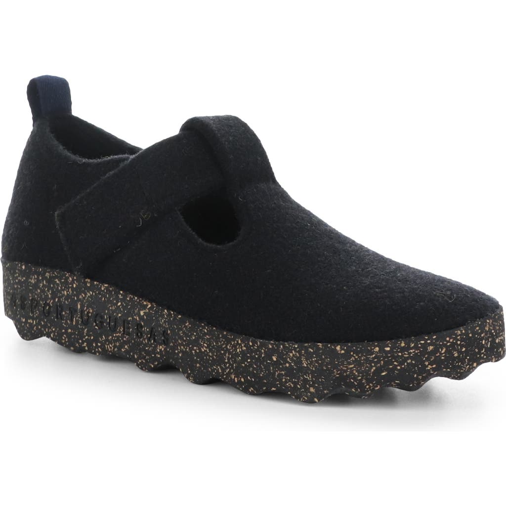 Asportuguesas By Fly London Cate Felted Wool Mary Jane In Black