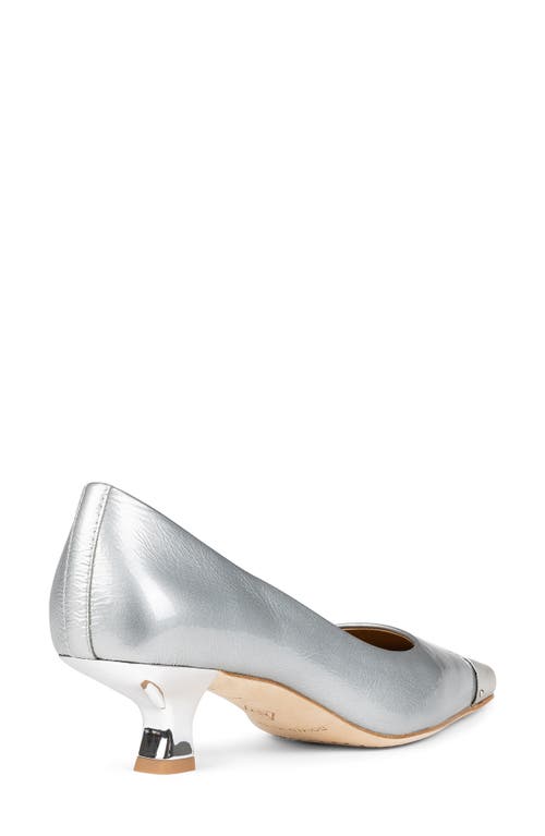 Shop Donald Pliner Cristin Cap Toe Kitten Heel Pump In Silver