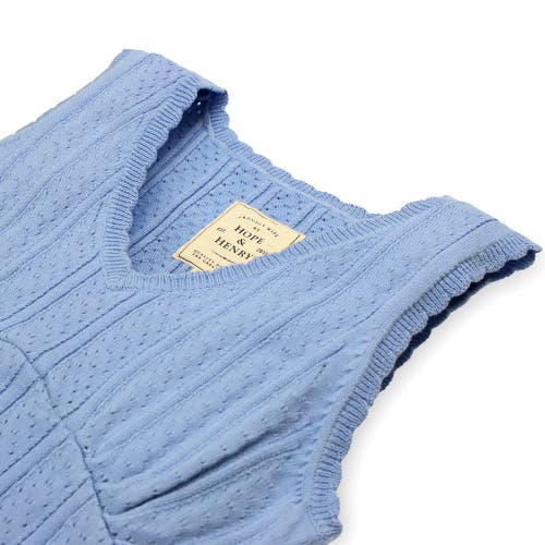 Hope & Henry Womens' Empire Sweater Tank In Cornflower Blue Pointelle