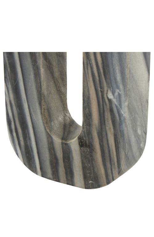 Vivian Lune Home Two Taper Marble Candleholder In Grey Multi