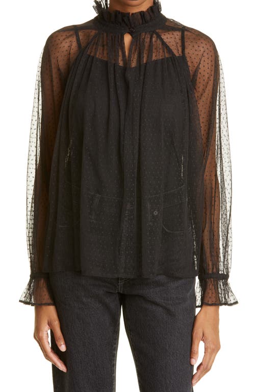 MILLE Chantal Trapeze Blouse in Black Tulle
