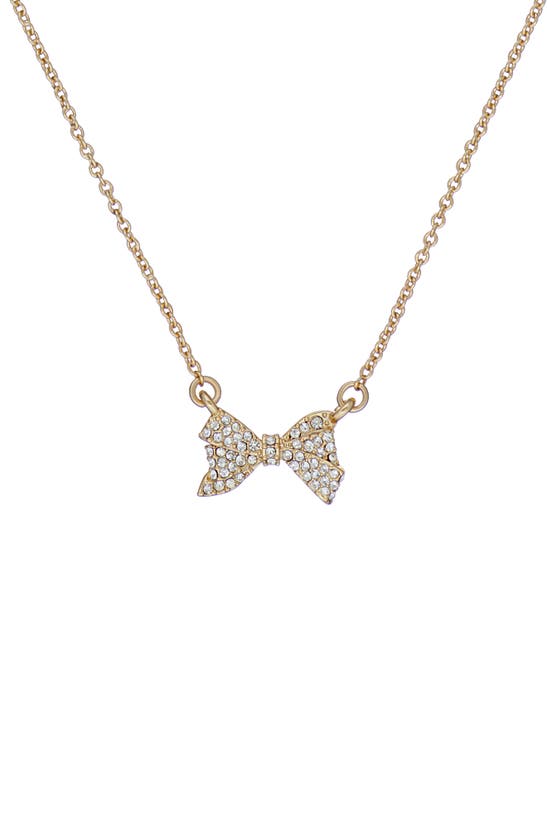 Shop Ted Baker Barsie Crystal Bow Pendant Necklace In Gold Tone/ Clear Crystal
