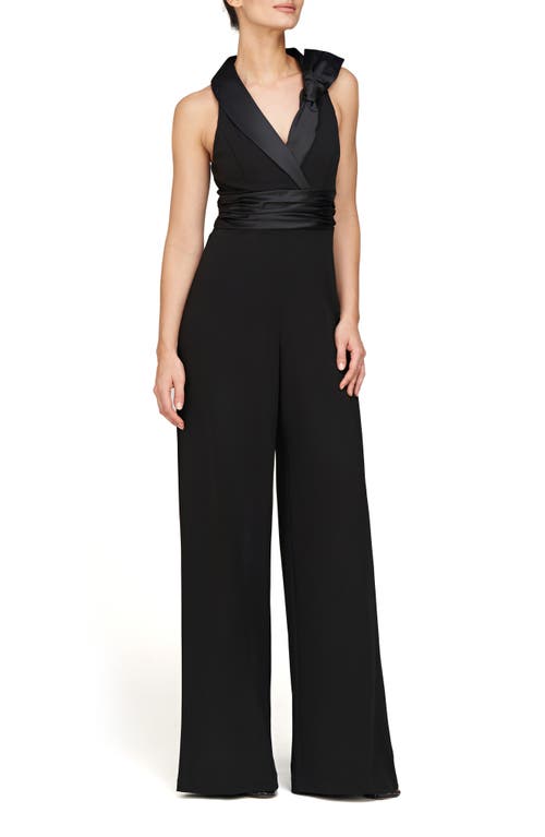 Shop Js Collections Janice Satin Trim Crepe Jumpsuit In Black