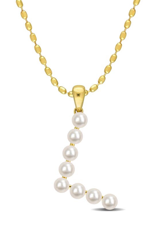 DELMAR DELMAR 3.5-4MM FRESHWATER CULTURED PEARL INITIAL PENDANT NECKLACE