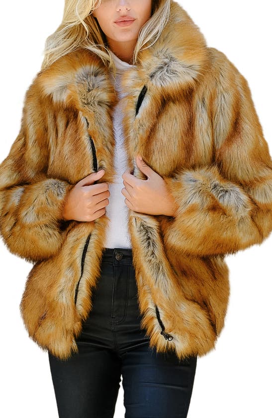 Donna Salyers Fabulous-furs Yukon Wolf Faux Fur Bomber Jacket In Tawny Fox