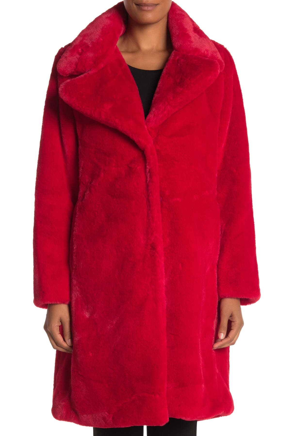 7 for all mankind red faux fur coat