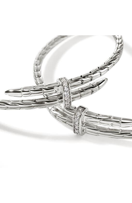 John Hardy Sterling Silver Large Spear Diamond Hoop Earrings In Silver