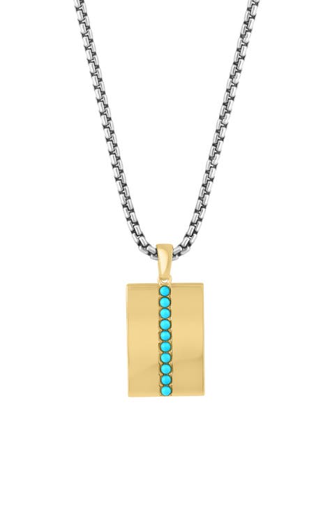 Men's Turquoise Dog Tag Necklace