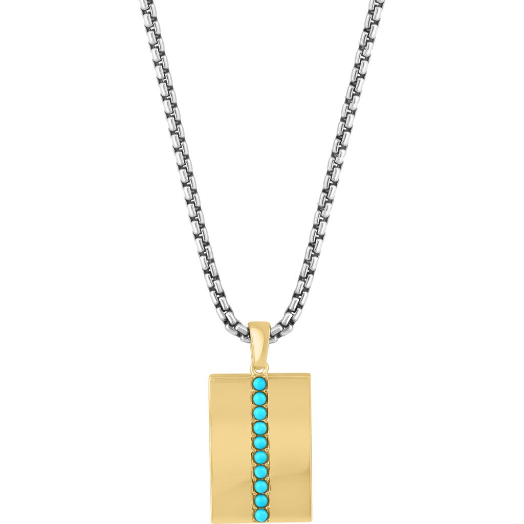 Effy Turquoise Dog Tag Necklace In Gold