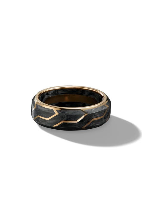 Forged Carbon Band Ring in 18K Gold, 8.5mm