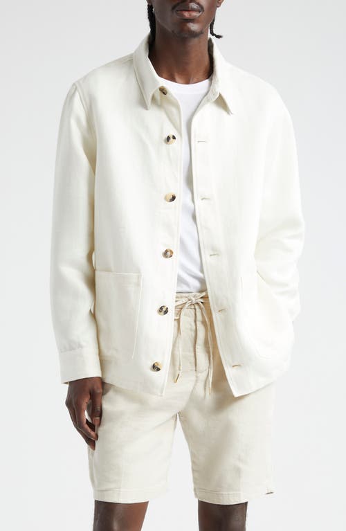 Thom Sweeney Patch Pocket Linen Overshirt White at Nordstrom,