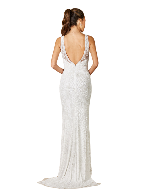 Lara New York Foster High-neck Sleeveless Wedding Gown In Ivory