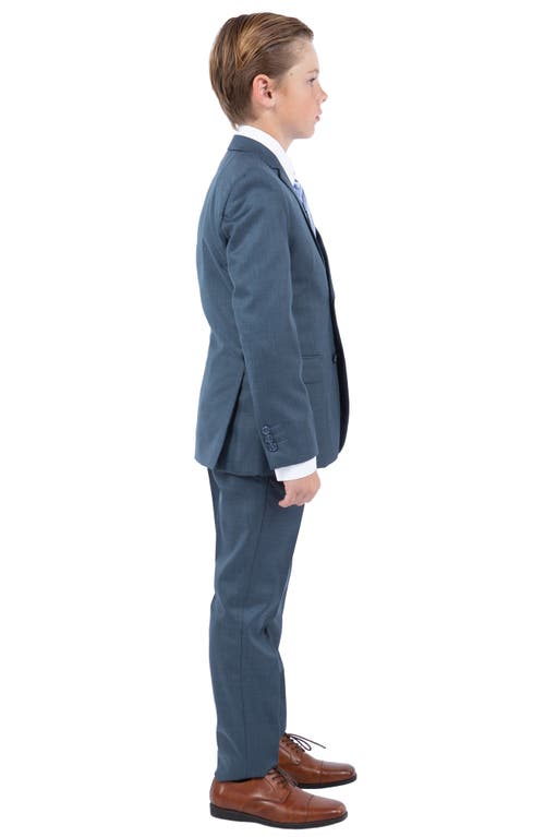 Perry Ellis Kids' Navy Five-piece Sharkskin Suit In Medium Navy