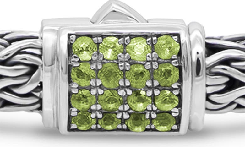 Devata Sterling Silver Semiprecious Stone Chain Bracelet In Silver Green
