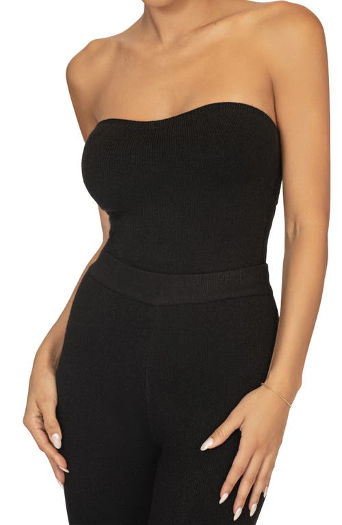 Jluxlabel Tropic Oasis Strapless Knit Top In Black