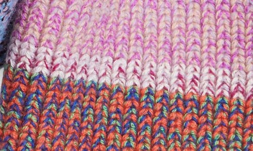 Waste Yarn Project X Celia Pym Embroidered Colorblock One Of Kind Scarf In Pink Multi