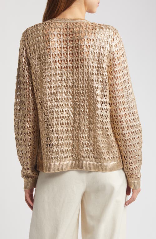 Shop Kobi Halperin Eve Open Stitch Open Front Cardigan In Gold