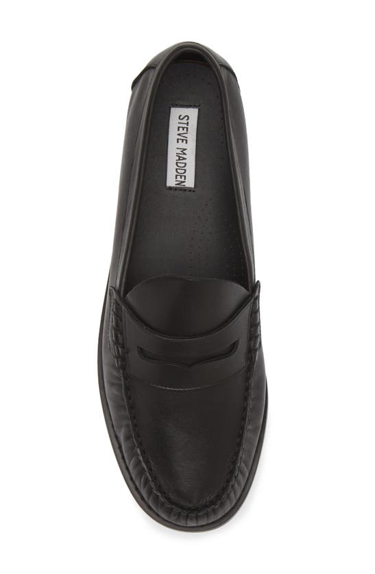 Shop Steve Madden Kingston Penny Loafer In Black Leather