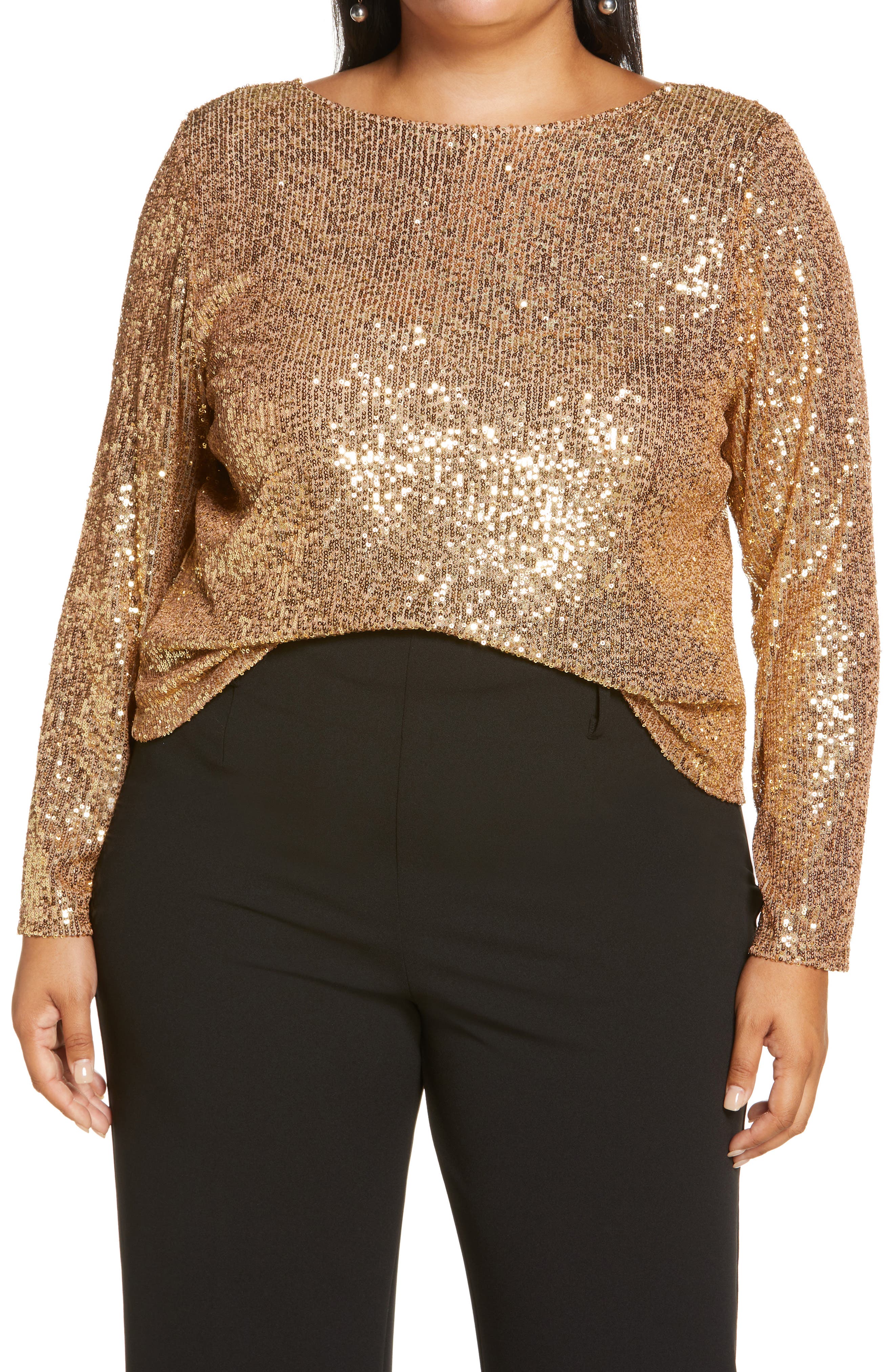 sequined plus size tops