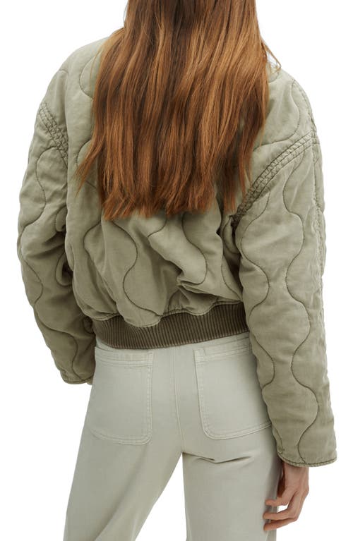 Shop Mango Onion Quilt Bomber Jacket In Khaki Green