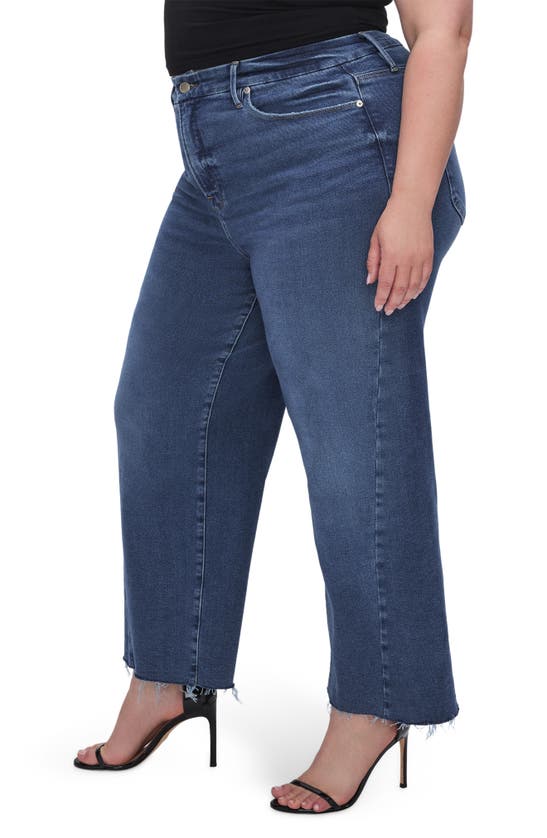 Good American Good Waist High Waist Crop Palazzo Jeans In Indigo394