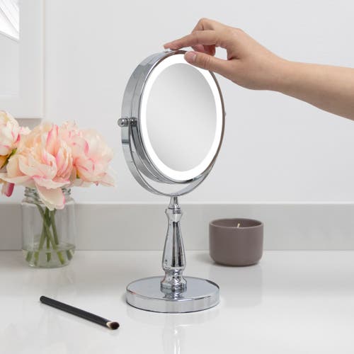 Shop Zadro Lighted Makeup Mirror With 8x/1x Magnifications In Chrome