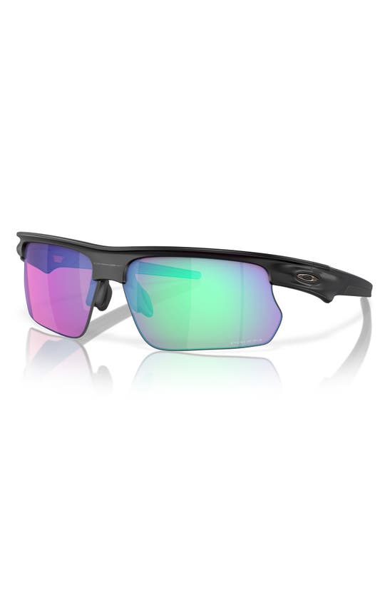 Shop Oakley Bisphaera 68mm Prizm™ Gradient Oversize Polarized Rectangular Sunglasses In Black White