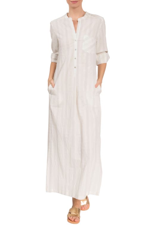 Everyday Ritual Tracey Stripe Cotton Nightgown in Honeydew Stripe 