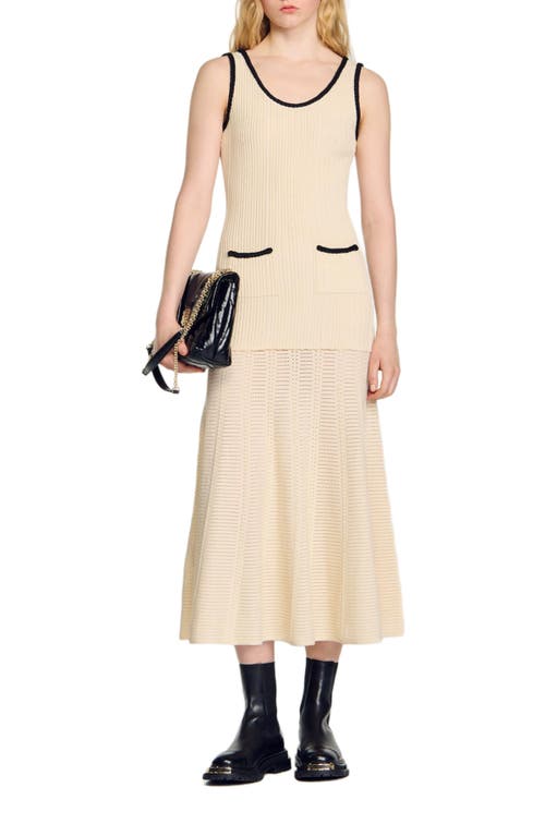 Shop Sandro Pointelle Knit Dress In Ecru