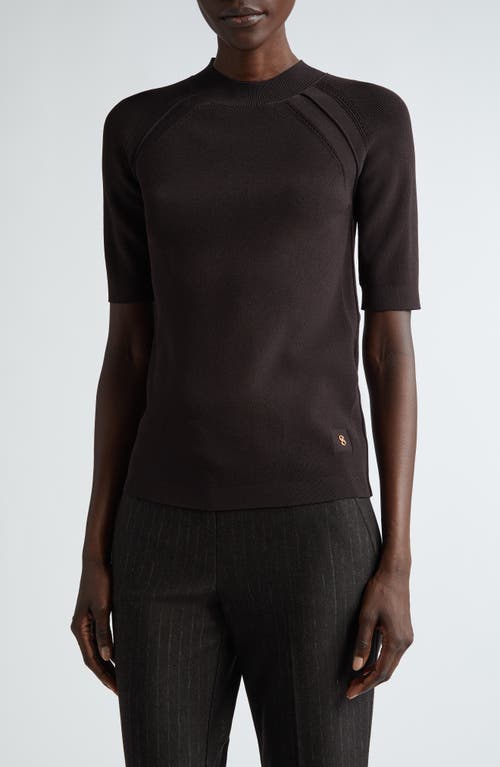 Shop St John St. John Collection Fine Gauge Engineered Rib Short Sleeve Sweater In Mocha