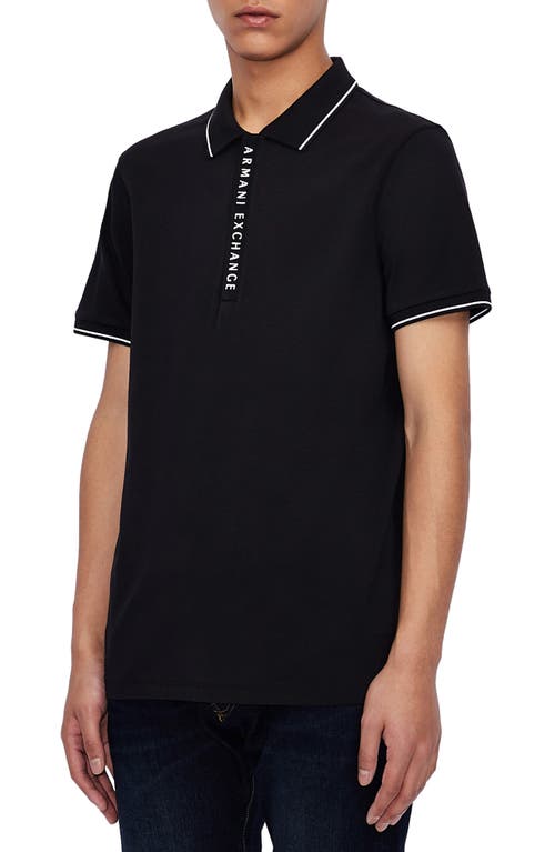 Armani Exchange Slim Fit Tipped Logo Placket Polo Navy at Nordstrom,