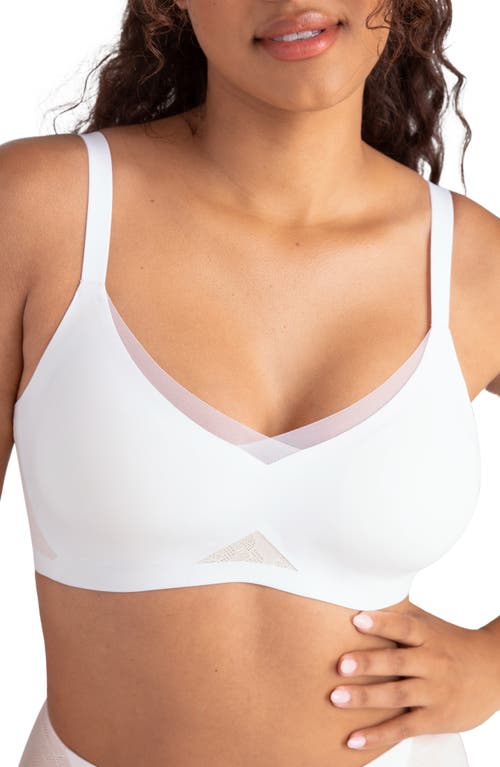 Lace Inset CrossOver Wireless Bra in Astral