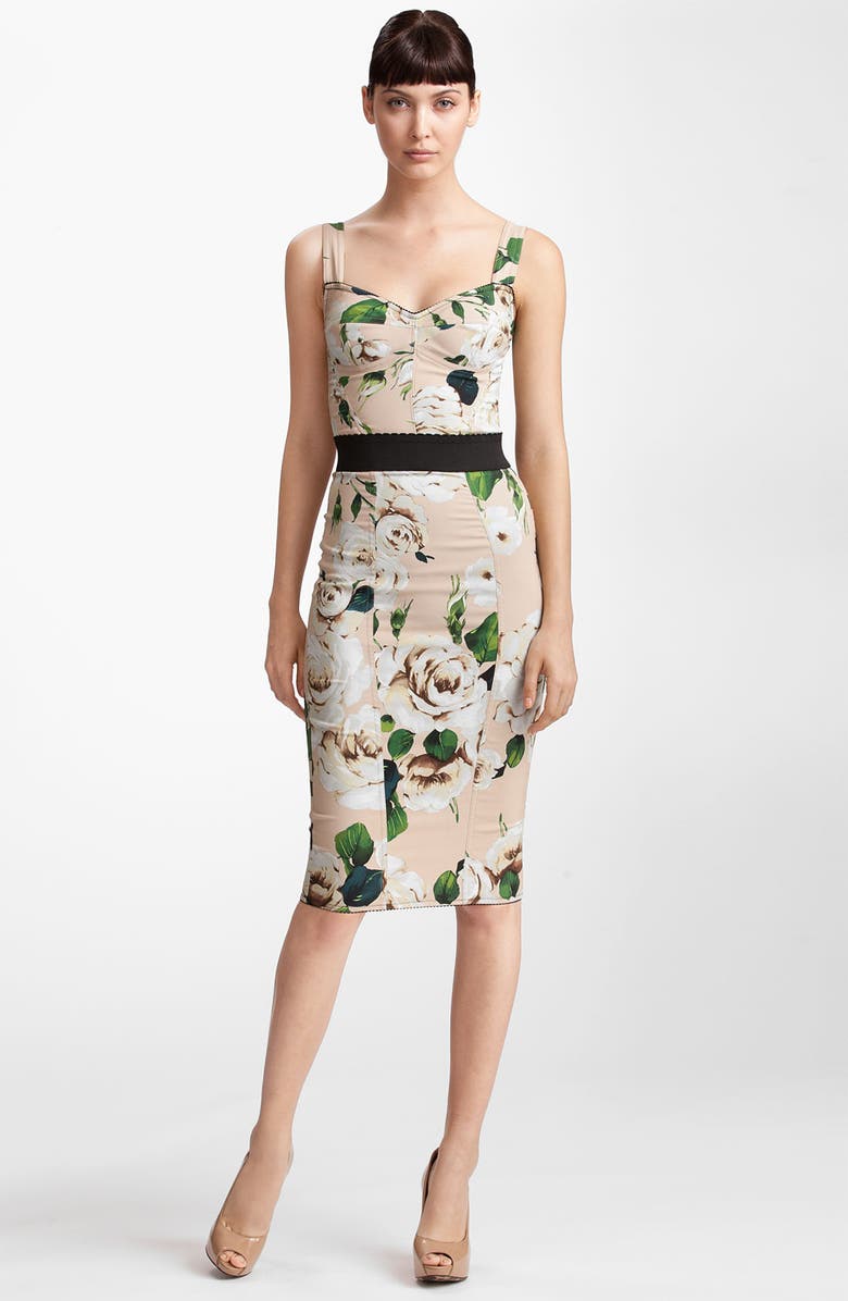 Dolce&Gabbana Rose Print Stretch Cady Dress | Nordstrom
