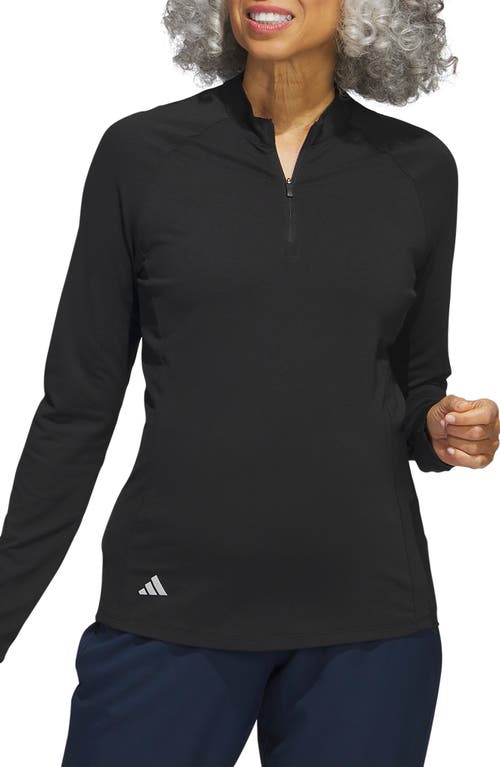 Half Zip Long Sleeve Golf Shirt in Black