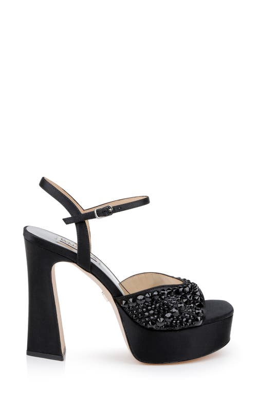 Badgley Mischka Collection Bryleigh Ankle Strap Platform Sandal In Black Satin