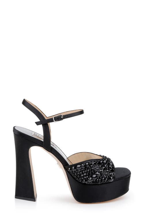 Shop Badgley Mischka Collection Bryleigh Ankle Strap Platform Sandal In Black Satin