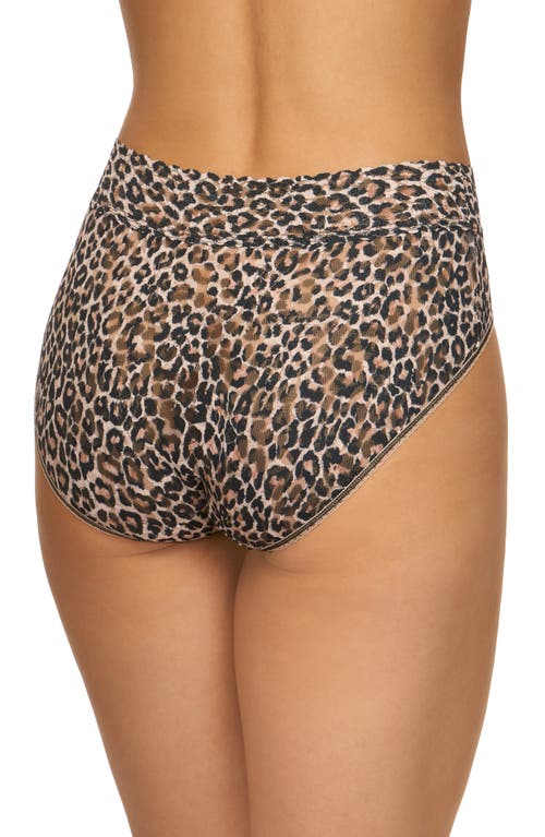 Shop Hanky Panky Leopard Print Signature Lace French Briefs In Brown/black