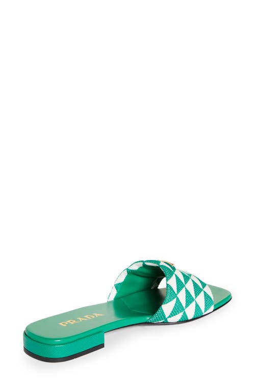 Shop Prada Logo Slide Sandal In Mango/bianco