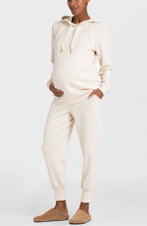 Shop Seraphine Over The Bump Maternity Joggers In Open White