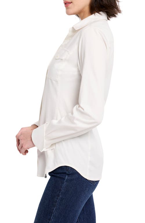 Shop Nic + Zoe Nic+zoe Mix Media Button-up Shirt In Paper White