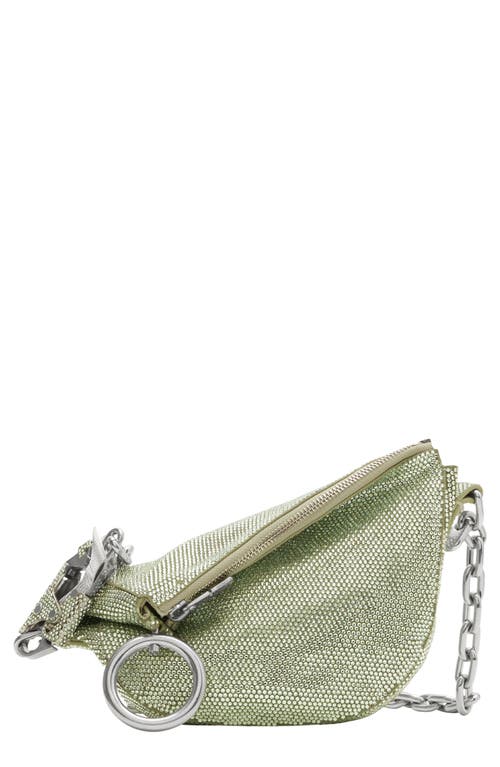 Shop Burberry Small Knight Crystal Embellished Suede Shoulder Bag In Chrisolite