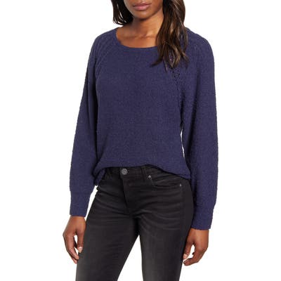 Caslon Boat Neck Boucle Sweater, Blue