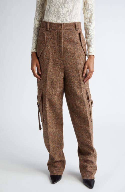 Shop Zimmermann Illustration Tweed Straight Leg Cargo Pants In Brown Multi