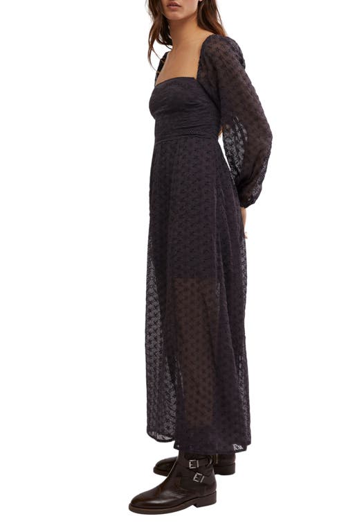 Shop Free People Malina Eyelet Long Sleeve Maxi Dress In Dark Scales