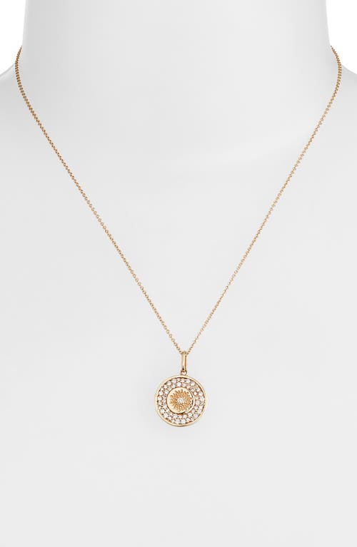 Anzie Classique Mini Milly Diamond Medallion Necklace In Yellow Gold