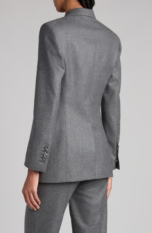 Shop Tom Ford Double Breasted Virgin Wool Twill Blazer In Ig164 Grey Melange