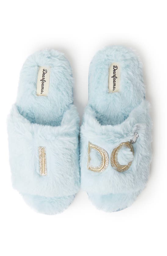Shop Dearfoams Novelty Faux Fur Bridal Slide In Blue