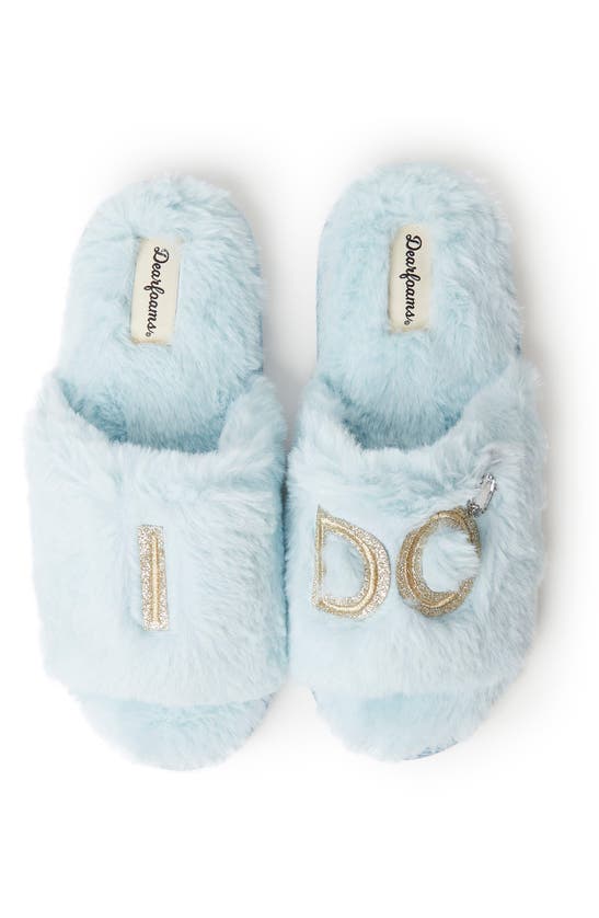Dearfoams Novelty Faux Fur Bridal Slide In Blue