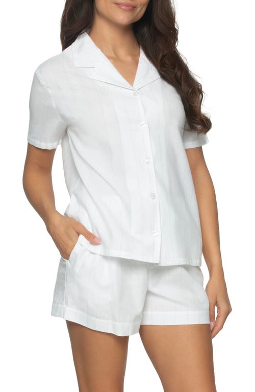 Felina Mirielle Short Pajamas In White Grey Stripe