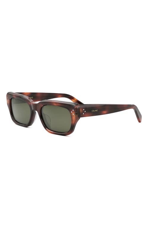 Shop Celine Bold 3 Dots 54mm Rectangular Sunglasses In Havana/green